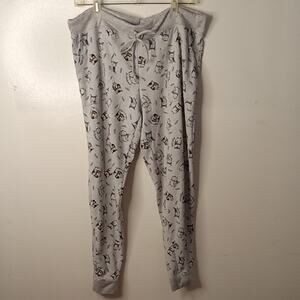 Secret Treasure Women's Size Large Gray Owl Patterned Pajama Pants. Athleisure
